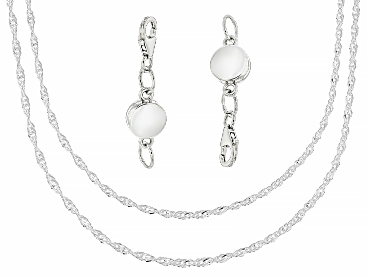 Sterling Silver 1.5mm 18" and 20" Singapore Chain with Bonus Magnetic Clasps