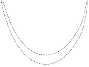 Sterling Silver 1.2mm Diamond Cut Bead Chain 18" Necklace Set Of 2
