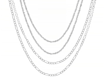 Sterling Silver Set of 2 1.5MM Mirrored Criss-Cross Chain 18 Inch