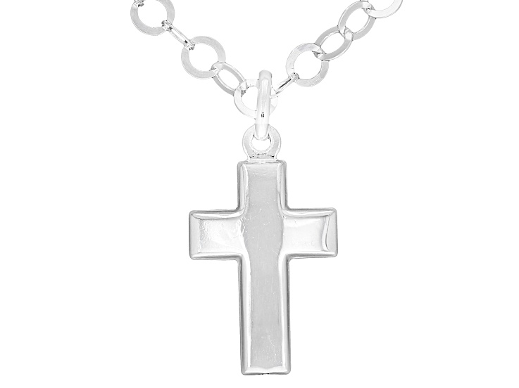 Sterling Silver Cross Pendant with Chain - AGS018A | JTV
