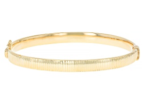18K Yellow Gold Over 325 Silver Diamond Cut 6mm Bangle Bracelet