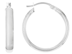 325 Silver 1" Polished 4mm Hoop Earrings