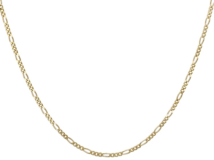 18K Yellow Gold Over 325 Silver 2.1mm Polished Figaro 18 Inch Chain