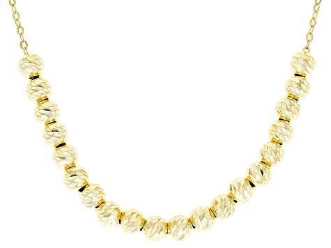 18k Yellow Gold Over Sterling Silver Diamond Cut Small Bead 20 Inch Cable Link Necklace