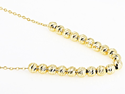 18k Yellow Gold Over Sterling Silver Diamond Cut Small Bead 20 Inch Cable Link Necklace