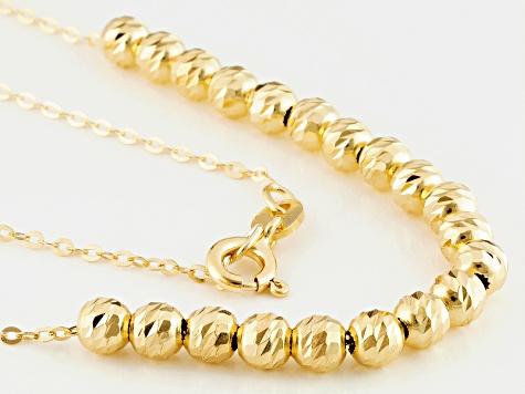 18k Yellow Gold Over Sterling Silver Small Bead Cable Link Necklace 18 inch