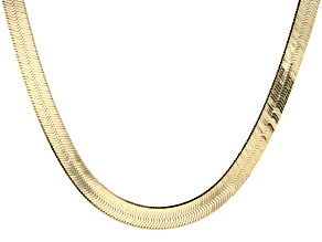 18K Yellow Gold Over Sterling Silver 9MM Herringbone Link 20 Inch Necklace