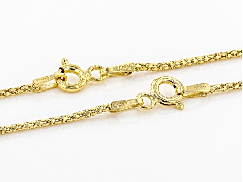 18k Yellow Gold Over Sterling Silver Popcorn Link Chain Set Of 2 18 inch 22 inch