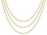 18k Yellow Gold Over Sterling Silver Singapore Link Chain Necklace Set Of 3