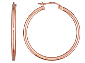 Polished 18k Rose Gold Over Sterling Silver Round Tube  Hoop Earrings