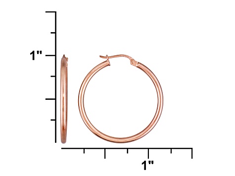 Polished 18k Rose Gold Over Sterling Silver Round Tube  Hoop Earrings