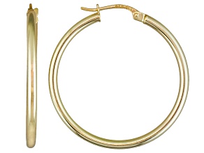 Polished 18k Yellow Gold Over Sterling Silver Round Tube Hoop Earrings