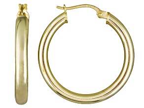 Polished 18k Yellow Gold Over Sterling Silver Round Tube  Hoop Earrings