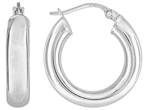 Polished Sterling Silver Round Tube Hoop Earrings