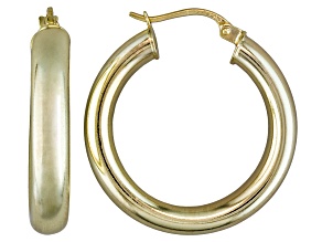 Polished 18k Yellow Gold Over Sterling Silver Round Tube Hoop Earrings