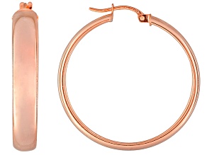 Polished 18k Rose Gold Over Sterling Silver Round Hoop Earrings