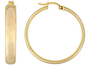 Polished 18k Yellow Gold Over Sterling Silver Round Hoop Earrings