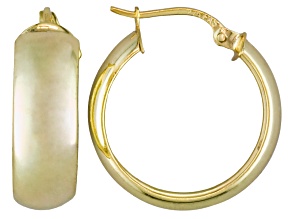 Polished 18k Yellow Gold Over Sterling Silver 1/2 Round Hoop Earrings