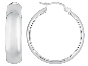 Polished Sterling Silver 1/2 Round Hoop Earrings