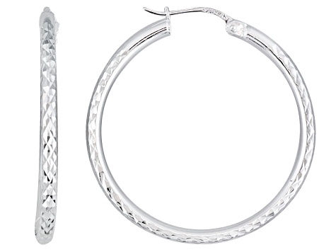 diamond sterling silver hoop earrings