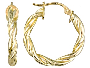 Polished 18k Yellow Gold Over Sterling Silver Braided Twist Hoop Earrings