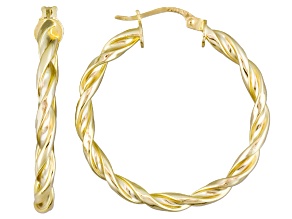 Polished 18k Yellow Gold Over Sterling Silver Braided Twist Hoop Earrings