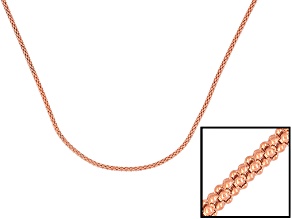 18k Rose Gold Over Sterling Silver Popcorn Chain 36 inch