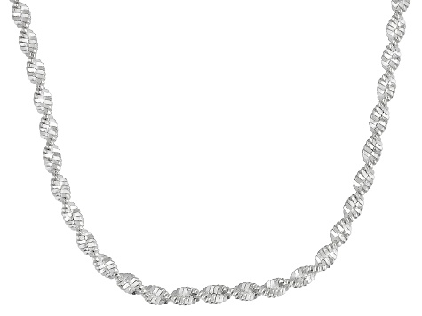 Sterling Silver Twisted Herringbone Chain Necklace 18 inch