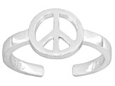 Peace Sign Polished Sterling Silver Toe Ring