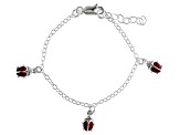 Red Enamel Ladybug Sterling Silver 5 inch Adjustable Children's Charm Bracelet