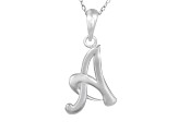 Script initial A Polished Sterling Silver Pendant With 18 inch Chain