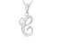 Script initial C Polished Sterling Silver Pendant With 18 inch Chain