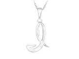 Script initial I Polished Sterling Silver Pendant With 18 inch Chain