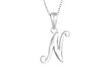 Script initial N Polished Sterling Silver Pendant With 18 inch Chain