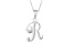 Script initial R Polished Sterling Silver Pendant With 18 inch Chain