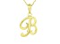 Script initial B Polished 18k Yellow Gold Over Sterling Silver Pendant With 18 inch Chain