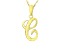 Script initial C Polished 18k Yellow Gold Over Sterling Silver Pendant With 18 inch Chain
