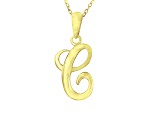 Script initial C Polished 18k Yellow Gold Over Sterling Silver Pendant With 18 inch Chain