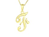 Script initial F Polished 18k Yellow Gold Over Sterling Silver Pendant With 18 inch Chain