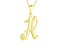 Script initial H Polished 18k Yellow Gold Over Sterling Silver Pendant With 18 inch Chain