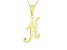 Script initial K Polished 18k Yellow Gold Over Sterling Silver Pendant With 18 inch Chain