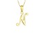 Script initial N Polished 18k Yellow Gold Over Sterling Silver Pendant With 18 inch Chain