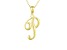 Script initial P Polished 18k Yellow Gold Over Sterling Silver Pendant With 18 inch Chain