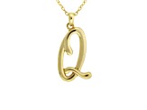 Script initial Q Polished 18k Yellow Gold Over Sterling Silver Pendant With 18 inch Chain