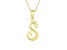 Script initial S Polished 18k Yellow Gold Over Sterling Silver Pendant With 18 inch Chain