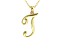 Script initial T Polished 18k Yellow Gold Over Sterling Silver Pendant With 18 inch Chain