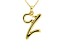 Script initial Z Polished 18k Yellow Gold Over Sterling Silver Pendant With 18 inch Chain