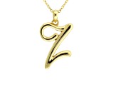 Script initial Z Polished 18k Yellow Gold Over Sterling Silver Pendant With 18 inch Chain