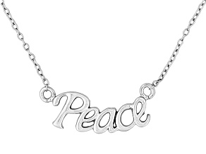 "Peace" Frontal Polished Sterling Silver 18 inch Necklace