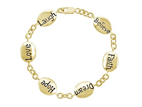 Inscripted inspirational 18k Yellow Gold Over Sterling Silver 7 inch Bracelet